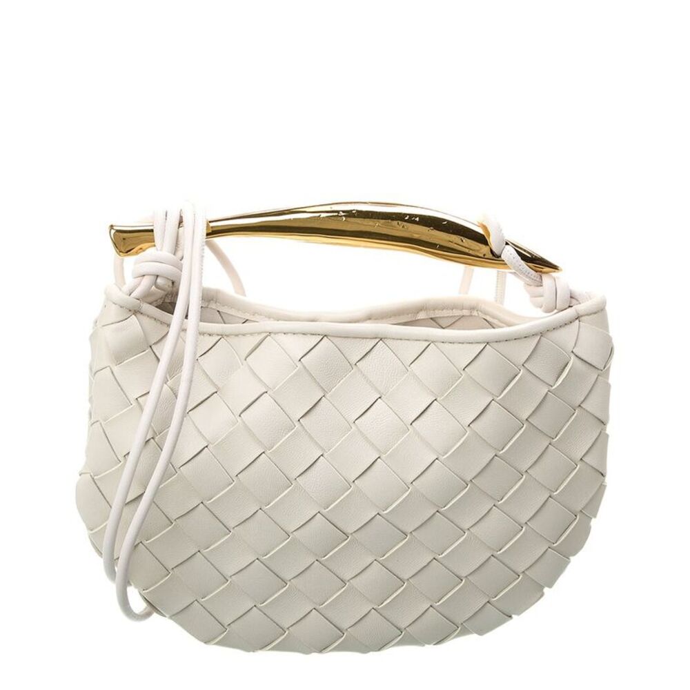 Bottega Veneta Sardine Mini Leather Crossbody, White